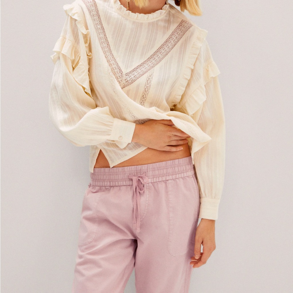 MANGO Ruffled embroidered blouse